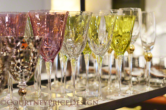 stemware, beautiful colored glasses, table crystal stemware, beautiful colored glasses, table crystal, shopping in New Orleans on www.CourtneyPrice.com